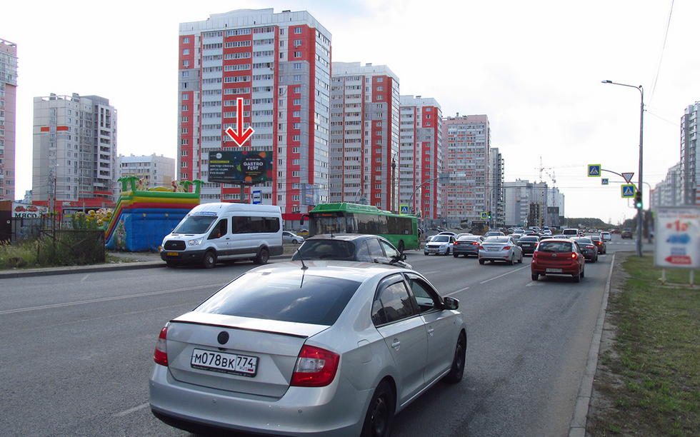 Фотография рекламного носителя, тип: Билборд 3x6, адрес: Бейвеля ул. Х Краснопольский пр-т., д.17Б, Челябинск, Челябинская область, Россия. Сторона С №1026813