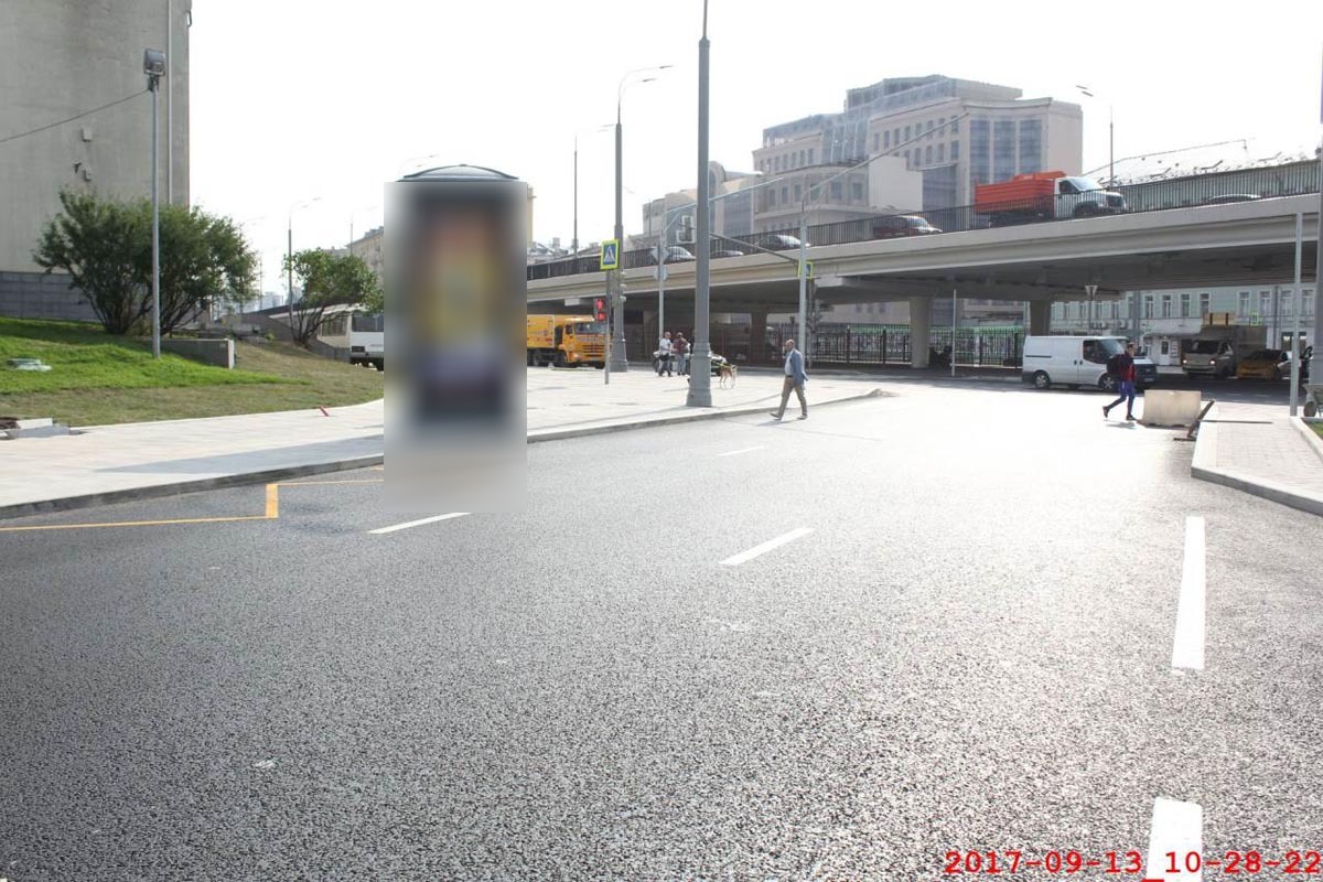 Фотография рекламного носителя, тип: Пиллар 3x1.4, адрес: Олимпийский пр-т. Х Садово-Сухаревская ул., Москва, Россия. Сторона B1-В3 №533263