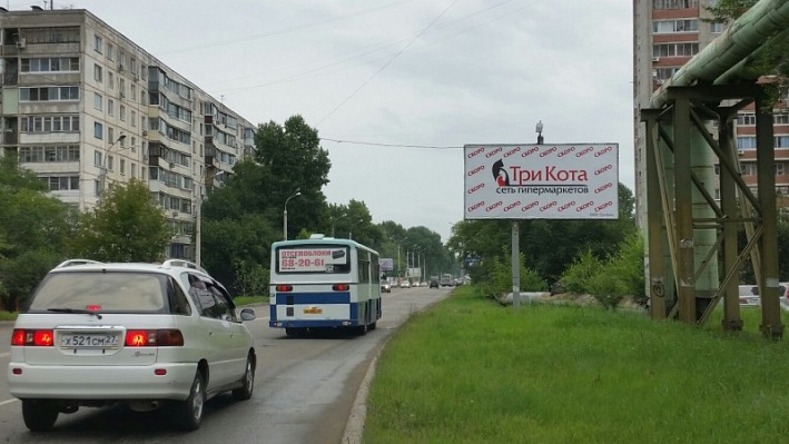 Фотография рекламного носителя, тип: Билборд 3x6, адрес: Суворова ул., д.70, Хабаровск, Хабаровский край, Россия. Сторона А №797235
