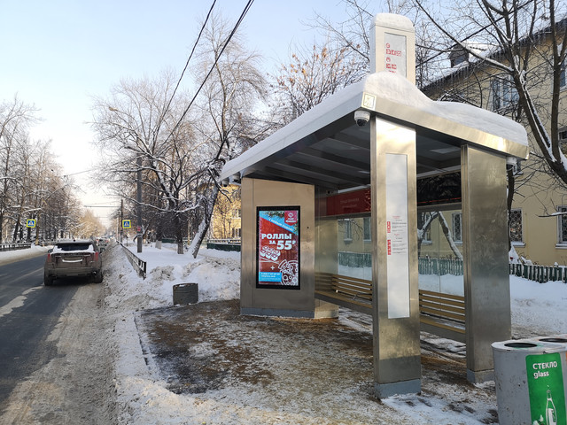 Фотография рекламного носителя, тип: Остановка, адрес: Лескова ул., ост. Минеева ул., поз.2, Нижний Новгород, Нижегородская область, Россия. Сторона A+B №870053