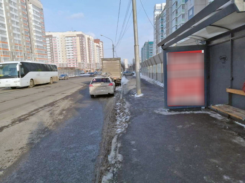 Фотография рекламного носителя, тип: Остановка 1.8x1.2, адрес: Дмитрия Мартынова ул., д.21, Красноярск, Красноярский край, Россия. Сторона А №1097869