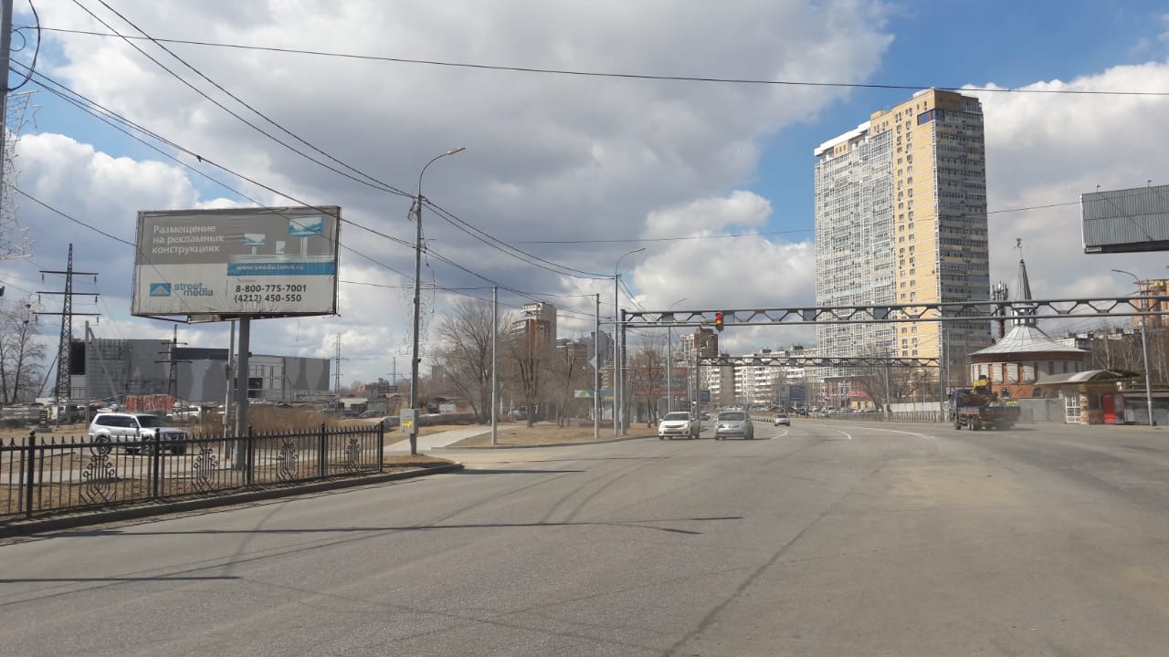Фотография рекламного носителя, тип: Билборд 3x6, адрес: Пионерская ул. Х Ладожская ул., д.25, Хабаровск, Хабаровский край, Россия. Сторона В №498045