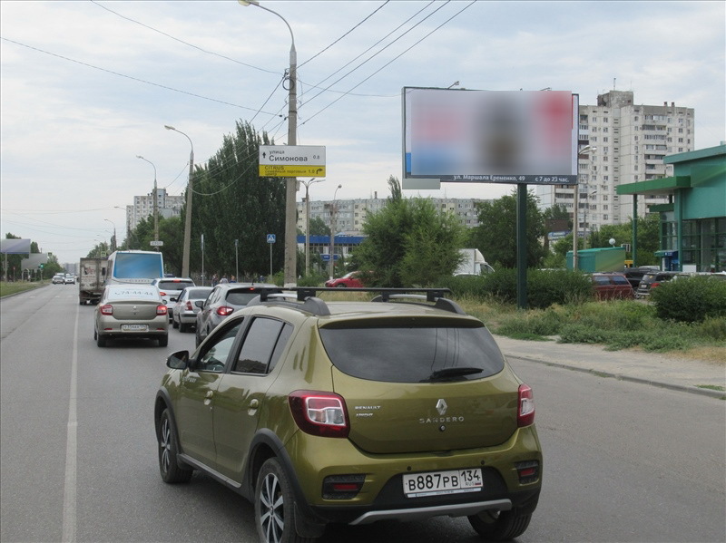Фотография рекламного носителя, тип: Билборд 3x6, адрес: Землячки ул., д.58А перед 8-й Воздушной армии ул., Волгоград, Волгоградская область, Россия. Сторона А №596110