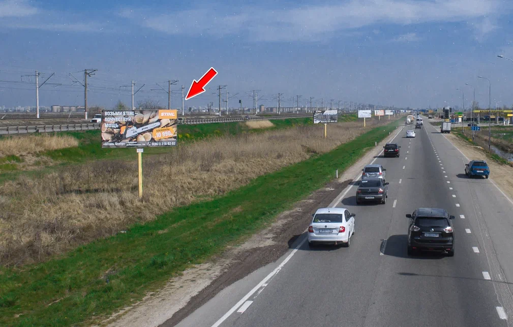 Фотография рекламного носителя, тип: Билборд 3x6, адрес: Краснодар-Новороссийск а/д, 20 742м, Краснодар, Краснодарский край, Россия. Сторона А №477951