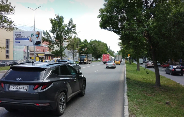 Фотография рекламного носителя, тип: Билборд 3x6, адрес: Строителей пр-т., д.32 Х 4-я Прокатная ул., Саратов, Саратовская область, Россия. Сторона Б №554273