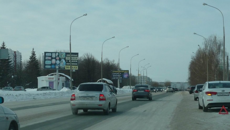 Фотография рекламного носителя, тип: Билборд 3x6, адрес: Р. Беляева, напротив Бани №3 поз.2, Набережные Челны, Республика Татарстан, Россия. Сторона B №685787