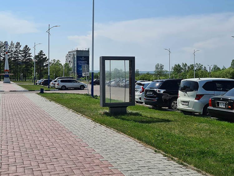 Фотография рекламного носителя, тип: Ситиформат 1.8x1.2, адрес: Привокзальная пл., поз.11, Благовещенск, Республика Башкортостан, Россия. Сторона A №1022125