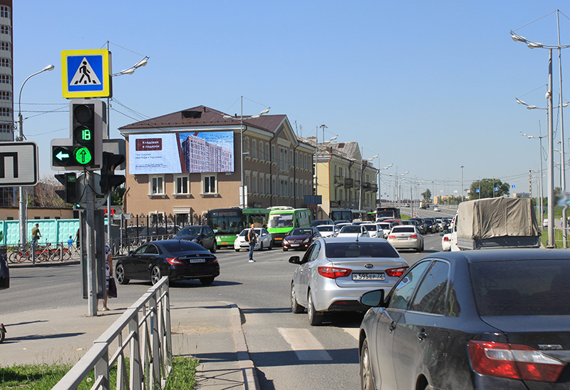 Фотография рекламного носителя, тип: Медиафасад, адрес: Мориса Тореза ул., д.12 Х Малыгина ул., Тюмень, Тюменская область, Россия. Сторона A1-A10 №981465