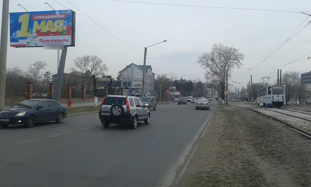 Фотография рекламного носителя, тип: Билборд 3x6, адрес: 50-летия Октября пр-т., проходная ЛВРЗ, Улан-Удэ, Республика Бурятия, Россия. Сторона В №697311