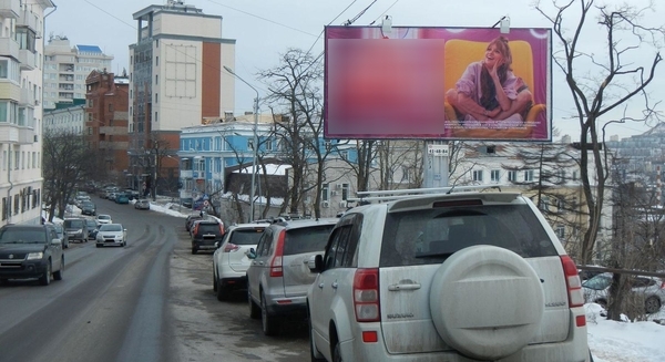 Фотография рекламного носителя, тип: Билборд 3x6, адрес: Пушкинская ул., д.55, Владивосток, Приморский край, Россия. Сторона А1 №748028
