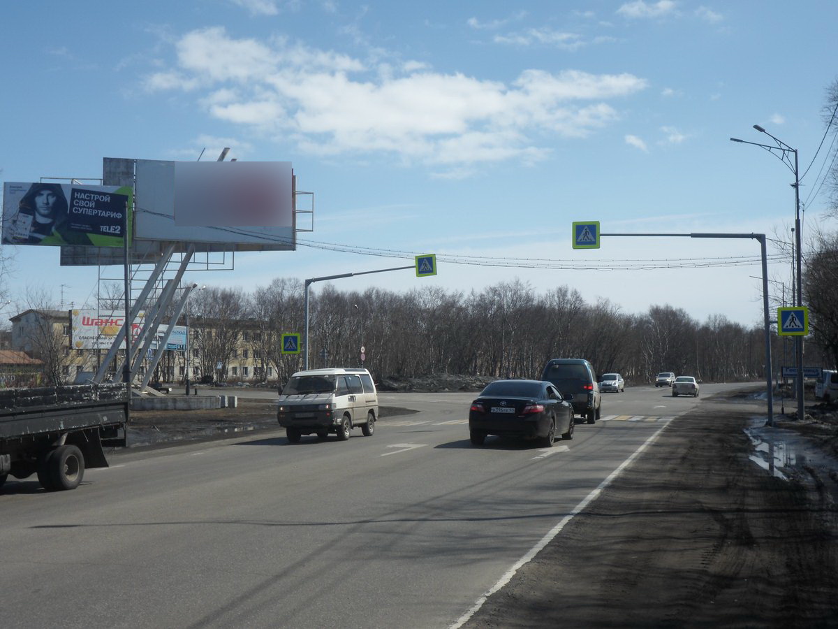 Фотография рекламного носителя, тип: Билборд 4x8, адрес: Магистральная ул., д.29, поз.1, Петропавловск-Камчатский, Камчатский край, Россия. Сторона Б №777502