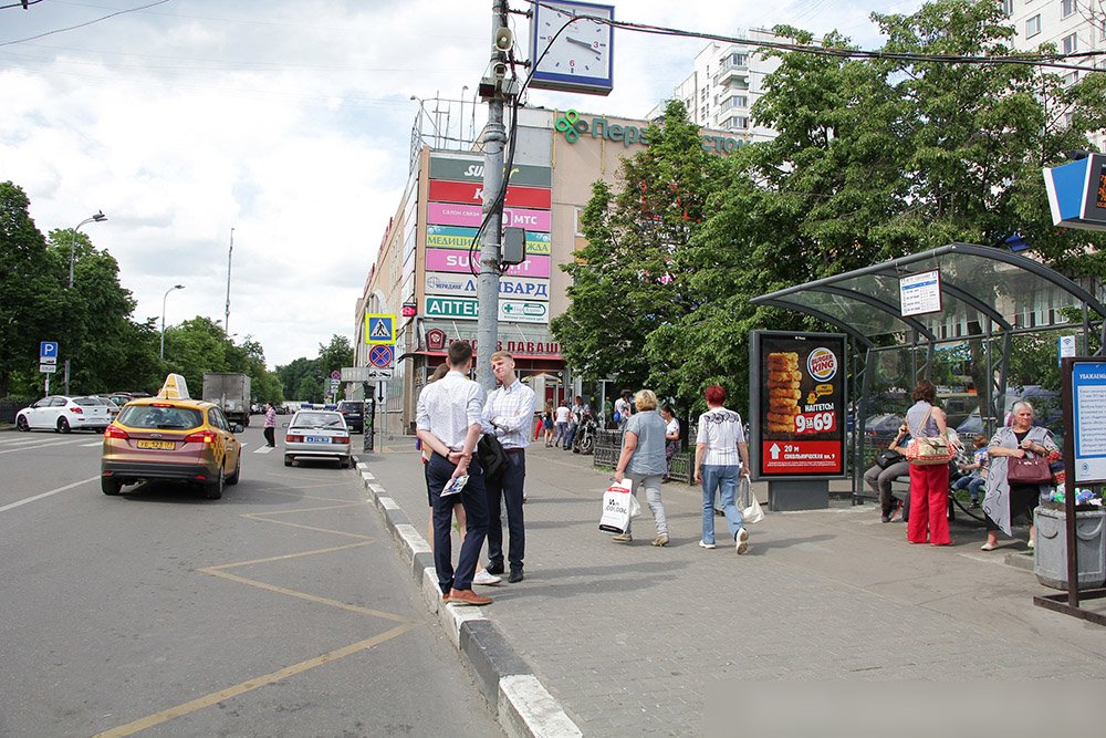 Фотография рекламного носителя, тип: Остановка 1.8x1.2, адрес: Сокольническая пл., д.9, Москва, Россия. Сторона А №582540