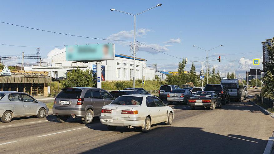 Фотография рекламного носителя, тип: Суперсайт 4x12, адрес: Борсоева ул., СЦ Локомотив, Улан-Удэ, Республика Бурятия, Россия. Сторона B №952751