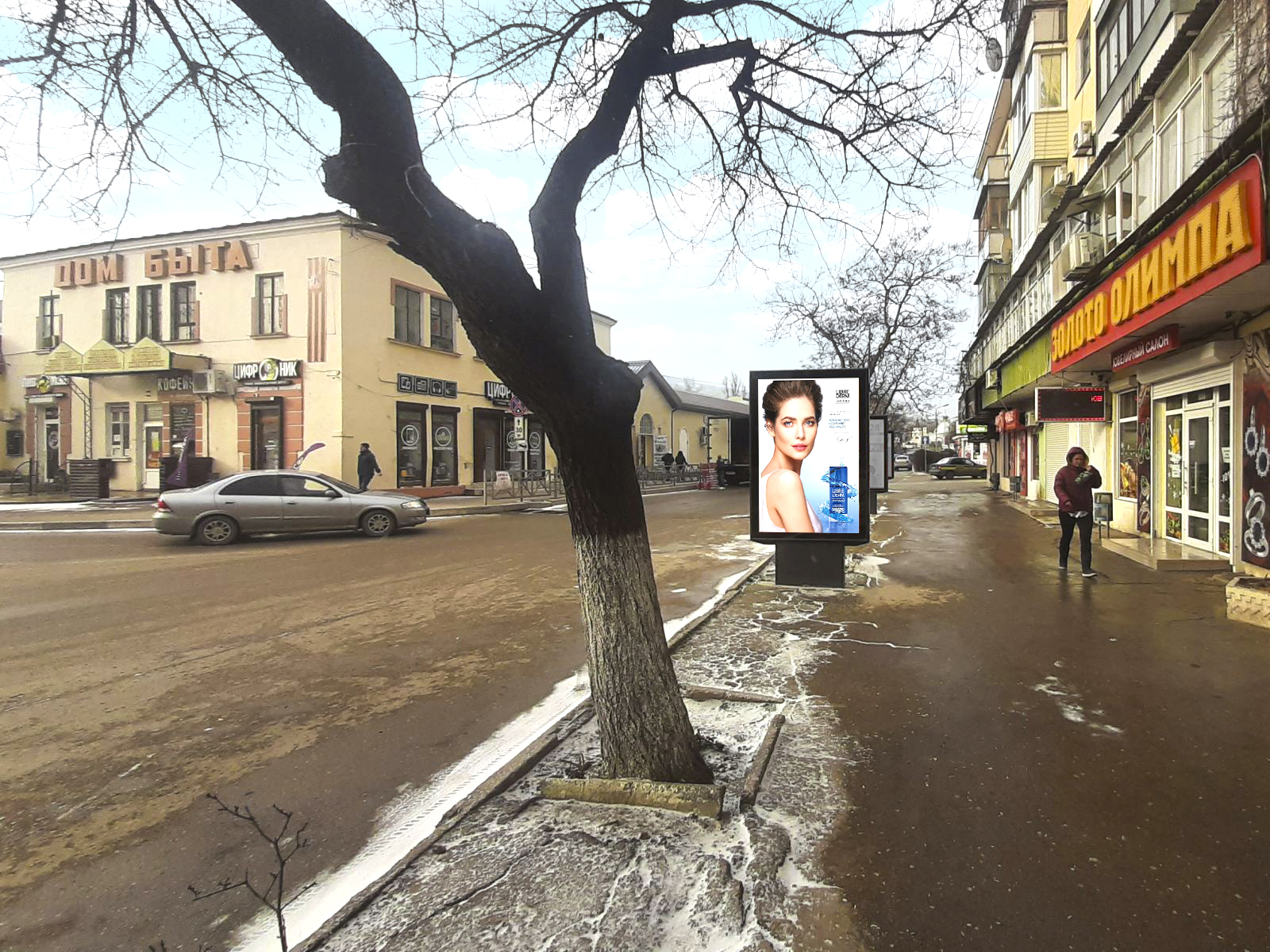 Фотография рекламного носителя, тип: Ситиформат 1.8x1.2, адрес: Назукина ул., д.8, поз.3, Феодосия, Республика Крым, Россия. Сторона A №958388