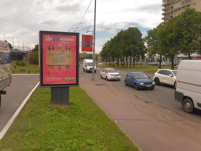 Фотография рекламного носителя, тип: Ситиформат 1.8x1.2, адрес: Народная ул. Х Октябрьская наб., д.66, корп.2, лит.А, Санкт-Петербург, Россия. Сторона B №635471