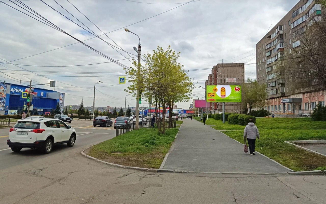 Фотография рекламного носителя, тип: Билборд 3x6, адрес: Ленина пр-т., д.124, ост. Ледовый дворец-Арена Металлург, Магнитогорск, Челябинская область, Россия. Сторона A №1088659