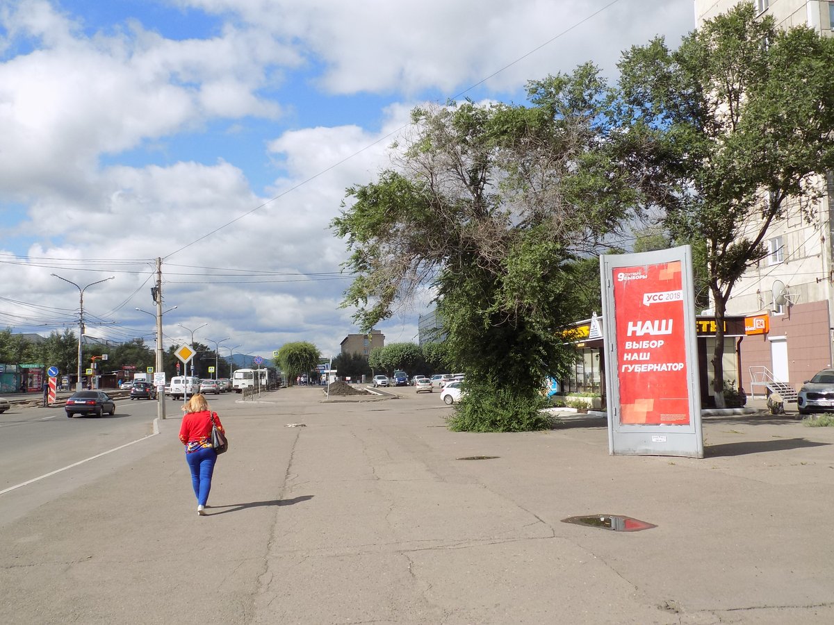 Фотография рекламного носителя, тип: Пиллар 3x1.4, адрес: Красноярский рабочий пр-т., 116а, Красноярск, Красноярский край, Россия. Сторона А1 №780353