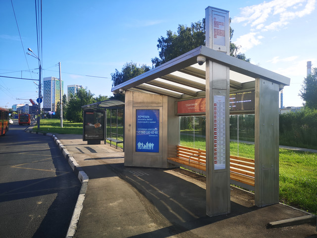 Фотография рекламного носителя, тип: Остановка, адрес: Родионова ул., ост. Тубдиспансер, поз.1, Нижний Новгород, Нижегородская область, Россия. Сторона A1-А10 №872325