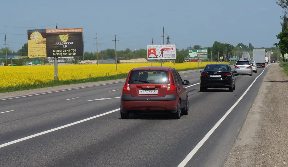 Фотография рекламного носителя, тип: Билборд 3x6, адрес: Краснодар - Усть-Лабинск - Кропоткин а/д., 25 565м, Краснодар, Краснодарский край, Россия. Сторона Б №1081553