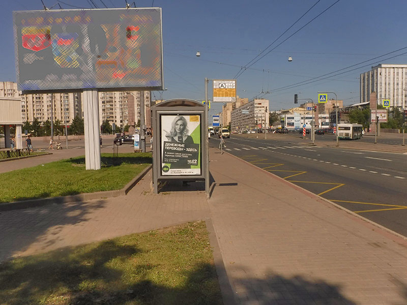 Фотография рекламного носителя, тип: Остановка 1.8x1.2, адрес: Наличная ул., д.38, корп.2, Санкт-Петербург, Россия. Сторона B №1094460