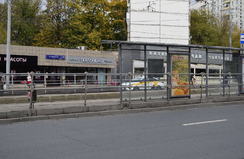 Фотография рекламного носителя, тип: Остановка 1.8x1.2, адрес: Русаковская ул., д.22, поз.1, Москва, Россия. Сторона Б №809160