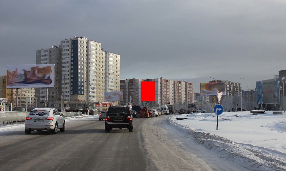 Фотография рекламного носителя, тип: Брандмауэр, адрес: Пролетарский ул., д.1, Сургут, Ханты-Мансийский автономный округ – Югра, Россия. Сторона Б №677883