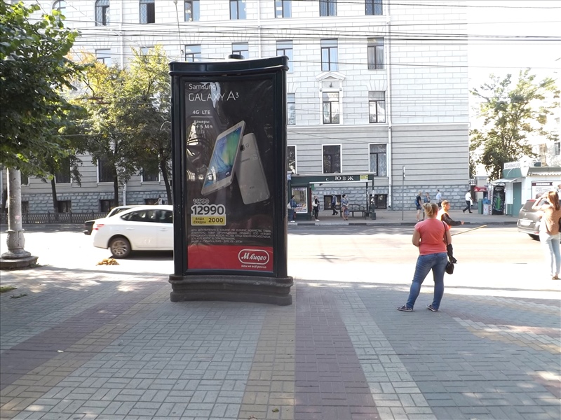 Фотография рекламного носителя, тип: Пиллар 3x1.4, адрес: Феоктистова ул. Х Революции пр-т., Воронеж, Воронежская область, Россия. Сторона А3 №540437