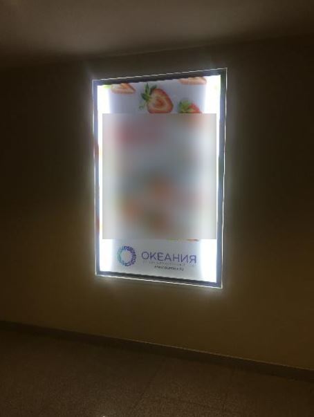 Фотография рекламного носителя, тип: Лайтбокс, адрес: Торговый центр «Океания», Кутузовский пр-т., д.57, ТРЦ Океания, Москва, Россия. Сторона/вариант Р2-№5 №872983