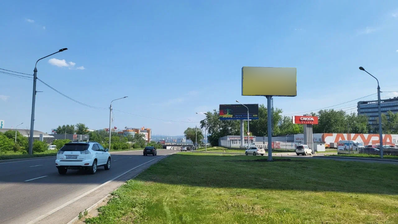 Фотография рекламного носителя, тип: Билборд 3x6, адрес: Авиаторов ул., напротив Октябрьская ул., д.12, Красноярск, Красноярский край, Россия. Сторона А1-А10 №1095113
