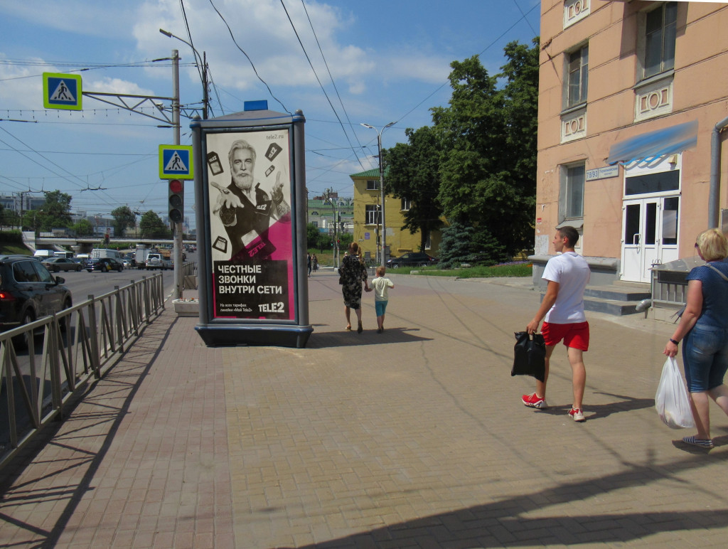 Фотография рекламного носителя, тип: Пиллар 3x1.4, адрес: Первомайский пр-т., д.78/93 Х Вокзальная ул., Рязань, Рязанская область, Россия. Сторона А1 №793682