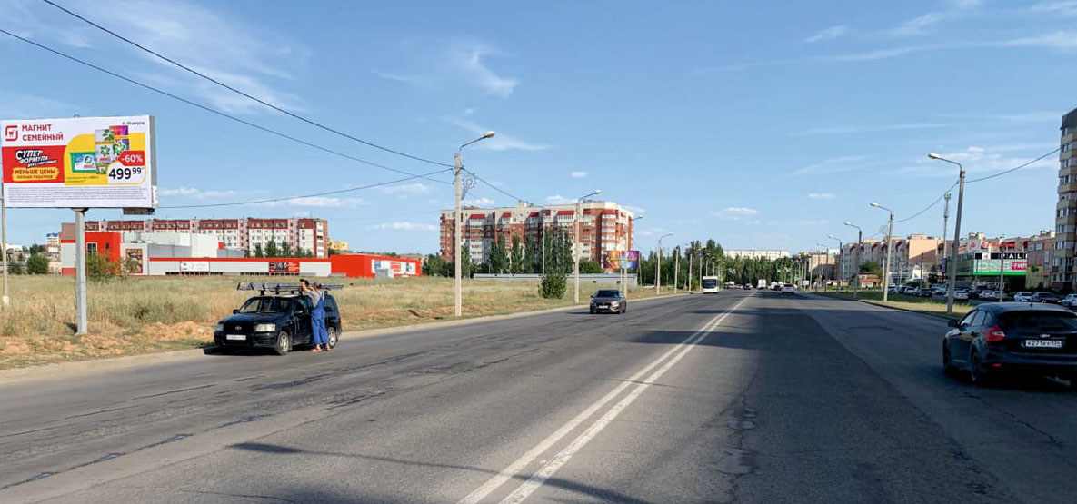 Фотография рекламного носителя, тип: Билборд 3x6, адрес: Карбышева ул. Х Оломоцкая ул., Волжский, Волгоградская область, Россия. Сторона Б №583795