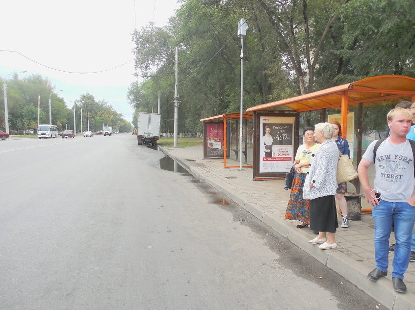 Фотография рекламного носителя, тип: Остановка 1.8x1.2, адрес: Стачки пр-т. Х Зорге ул., ост. СовР, поз.1, Ростов-на-Дону, Ростовская область, Россия. Сторона А1-А5 №622145