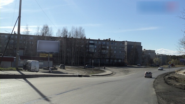 Фотография рекламного носителя, тип: Билборд 3x6, адрес: Калинина пр-т. Х Октябрьское ш., Кондопога, Республика Карелия, Россия. Сторона С №830390