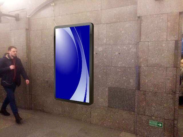 Фотография рекламного носителя, тип: Видеоэкран, адрес: Станция метро «Достоевская», линия Правобережная, Санкт-Петербург, Россия. Сторона/вариант А1 №1061537