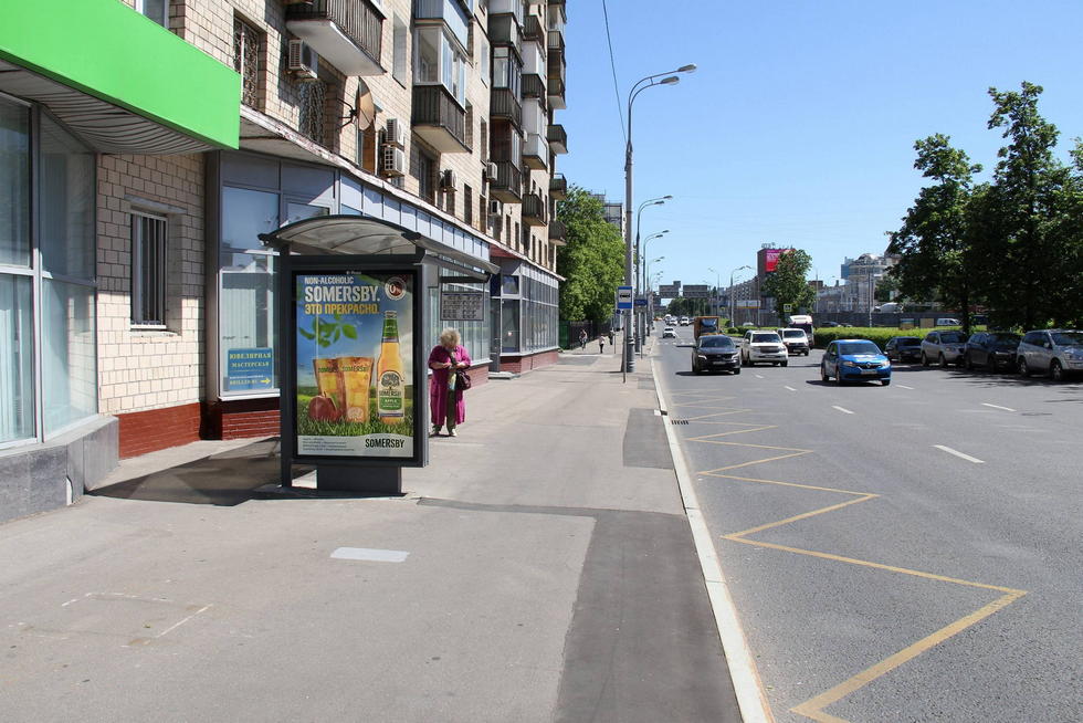 Фотография рекламного носителя, тип: Остановка 1.8x1.2, адрес: Нижняя Масловка ул., ост. Петровско-Разумовский пр-зд., поз.2, Москва, Россия. Сторона Б №335561