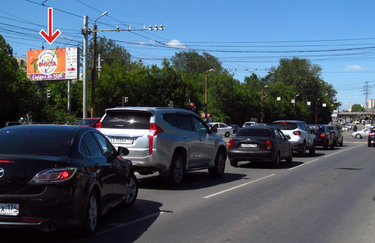 Фотография рекламного носителя, тип: Билборд 3x6, адрес: 1-й Пятилетки ул. Х Артиллерийская ул., Челябинск, Челябинская область, Россия. Сторона В №553149