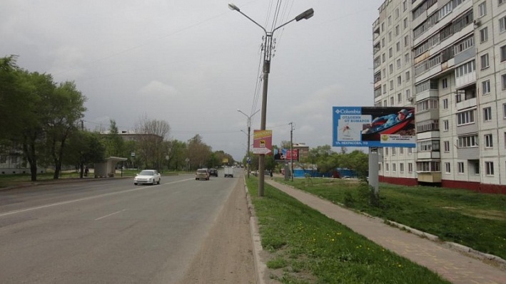 Фотография рекламного носителя, тип: Билборд 3x6, адрес: Владивостокское ш., д.18, Уссурийск, Приморский край, Россия. Сторона А №791296