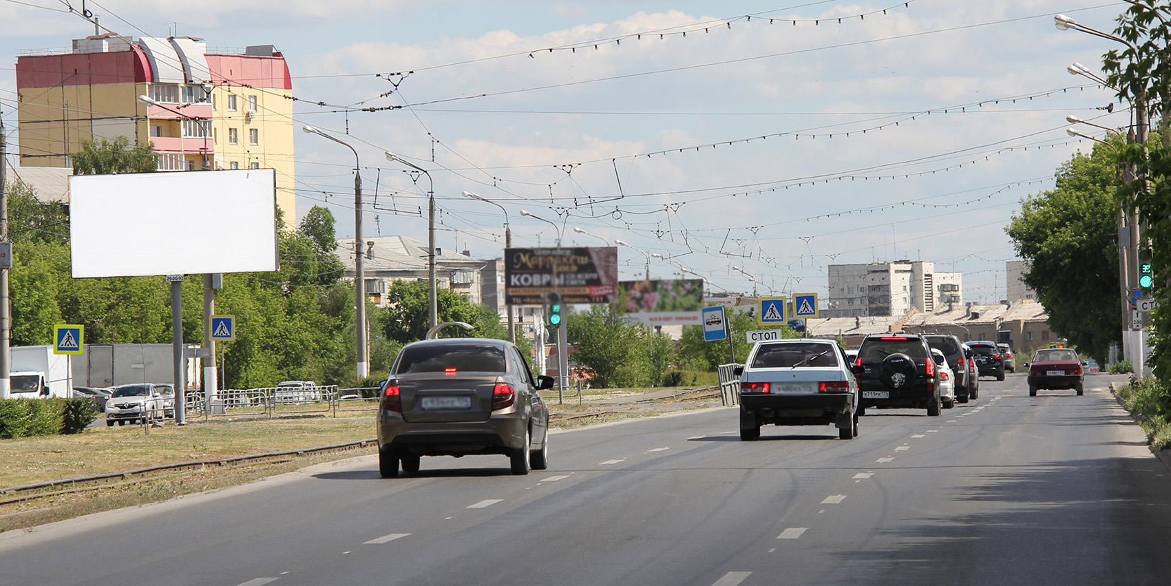Фотография рекламного носителя, тип: Билборд 3x6, адрес: Советская ул. Х Сталевар ул., Магнитогорск, Челябинская область, Россия. Сторона А2 №1095187