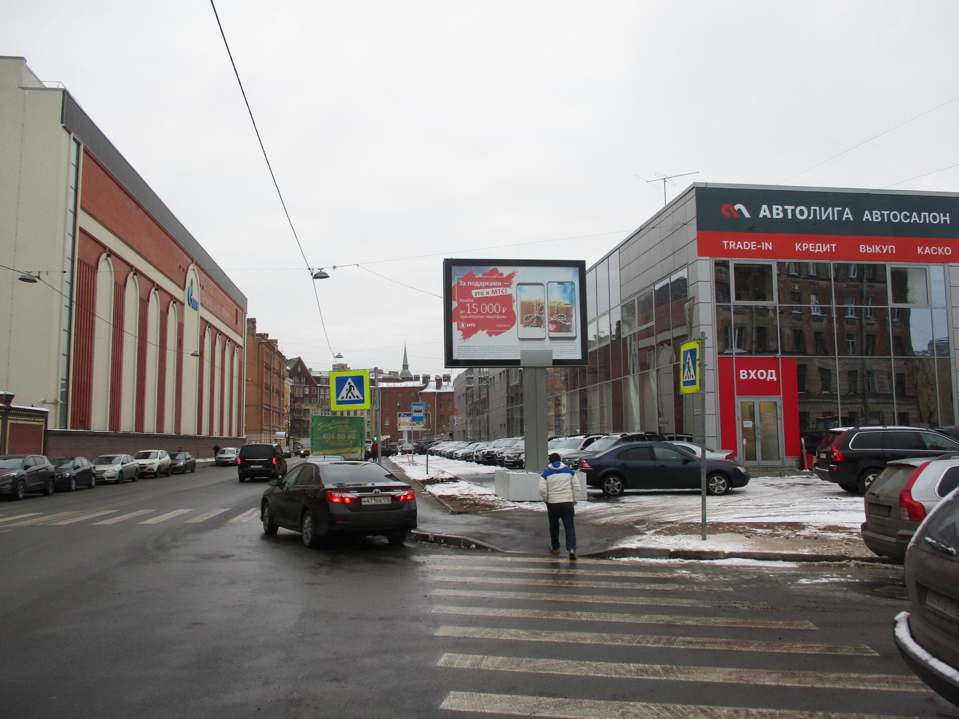 Фотография рекламного носителя, тип: Ситиборд 2.7x3.7, адрес: Новгородская ул., д.8 Х 10-я Советская ул., Санкт-Петербург, Россия. Сторона A1-A4 №767920