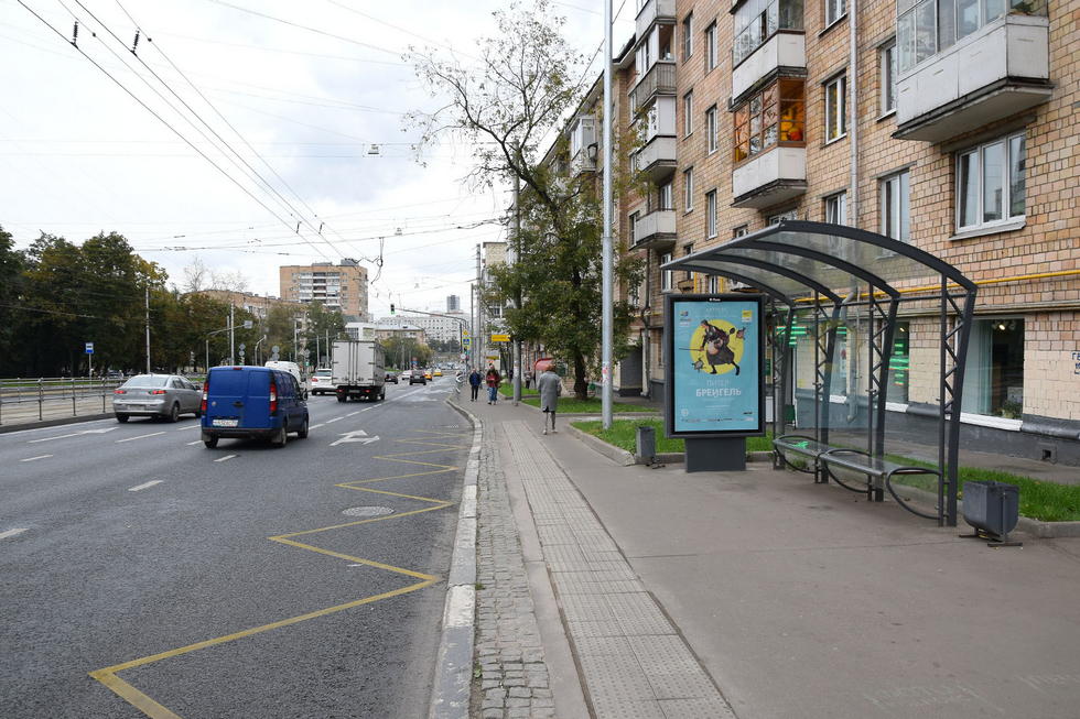 Фотография рекламного носителя, тип: Остановка 1.8x1.2, адрес: Стромынка ул., д.16, поз.2, Москва, Россия. Сторона А №582549