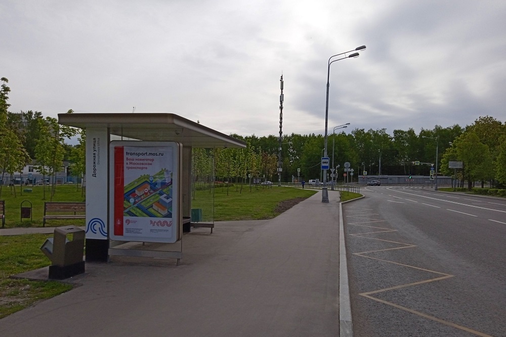 Фотография рекламного носителя, тип: Остановка 1.8x1.2, адрес: Россошанская ул., ост. Дорожная ул., Москва, Россия. Сторона Б №1066098