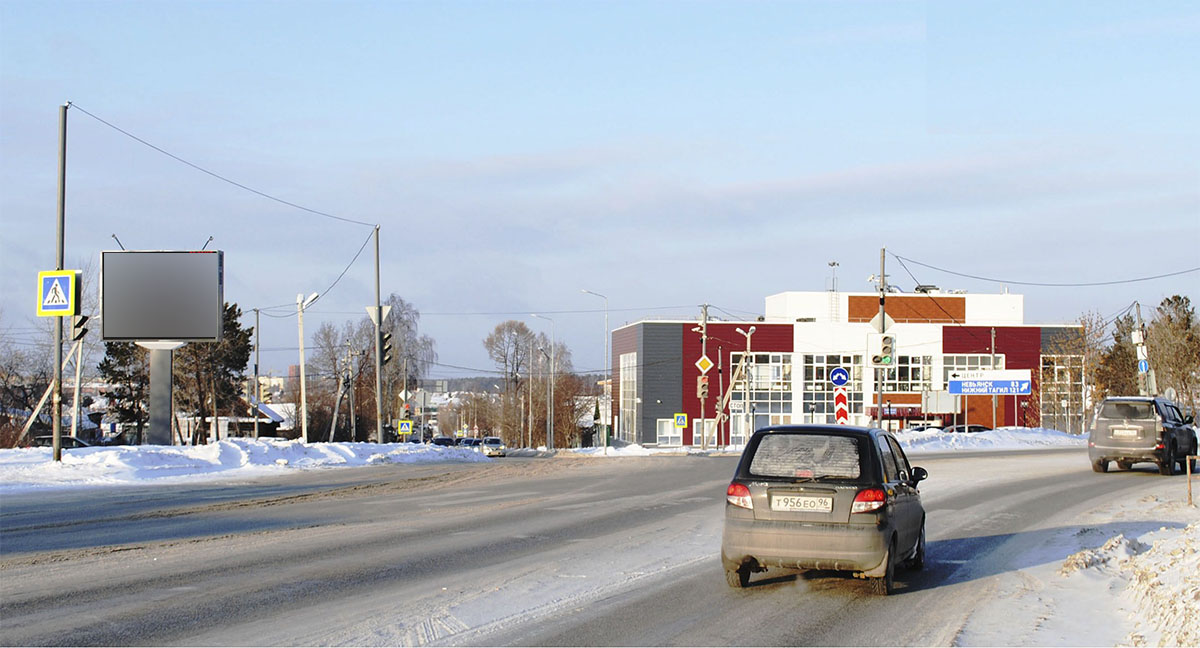 Фотография рекламного носителя, тип: Видеоэкран, адрес: Петрова ул., д.2, Верхняя Пышма, Свердловская область, Россия. Сторона B1-В10 №999273