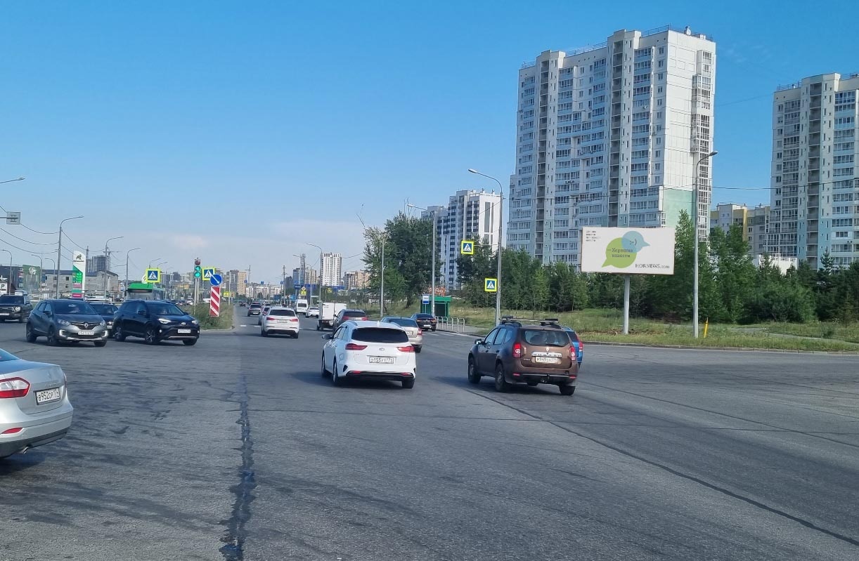 Фотография рекламного носителя, тип: Билборд 3x6, адрес: Новоградский тракт Х Петра Столыпина ул., Челябинск, Челябинская область, Россия. Сторона C1-С3 №1046625