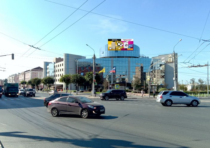 Фотография рекламного носителя, тип: Медиафасад, адрес: Первомайский пр-т., д.54,, Рязань, Рязанская область, Россия. Сторона А1-А10 №1075241