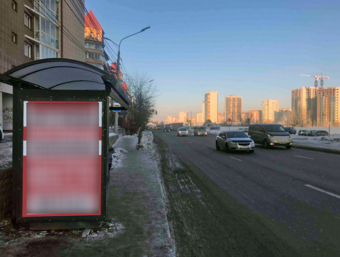 Фотография рекламного носителя, тип: Остановка 1.8x1.2, адрес: Авиаторов ул., д.29, Красноярск, Красноярский край, Россия. Сторона Б №1097755
