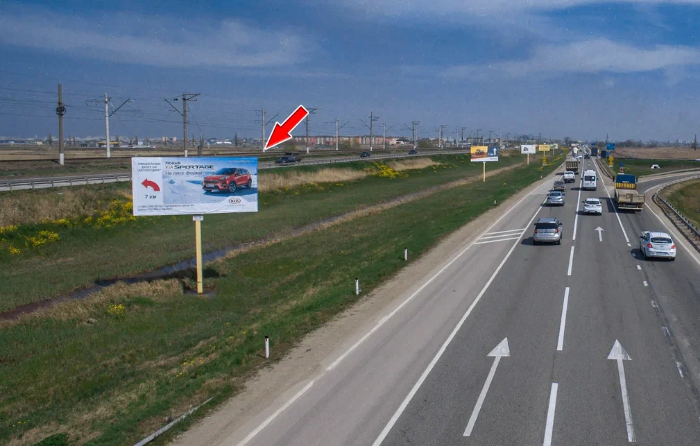 Фотография рекламного носителя, тип: Билборд 3x6, адрес: Краснодар-Новороссийск а/д, 19 496м, Краснодар, Краснодарский край, Россия. Сторона А №477980