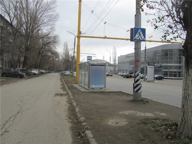 Фотография рекламного носителя, тип: Остановка 1.8x1.2, адрес: Шехурдина ул., д.54 Х 3-й Студеный пр-зд., Саратов, Саратовская область, Россия. Сторона Б №747290