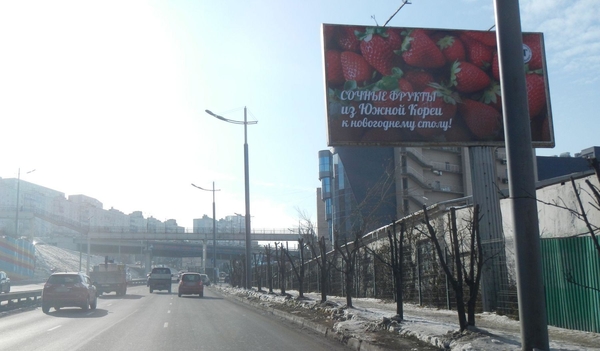 Фотография рекламного носителя, тип: Билборд 3x6, адрес: Некрасовская ул., д.51в, Владивосток, Приморский край, Россия. Сторона А №748006