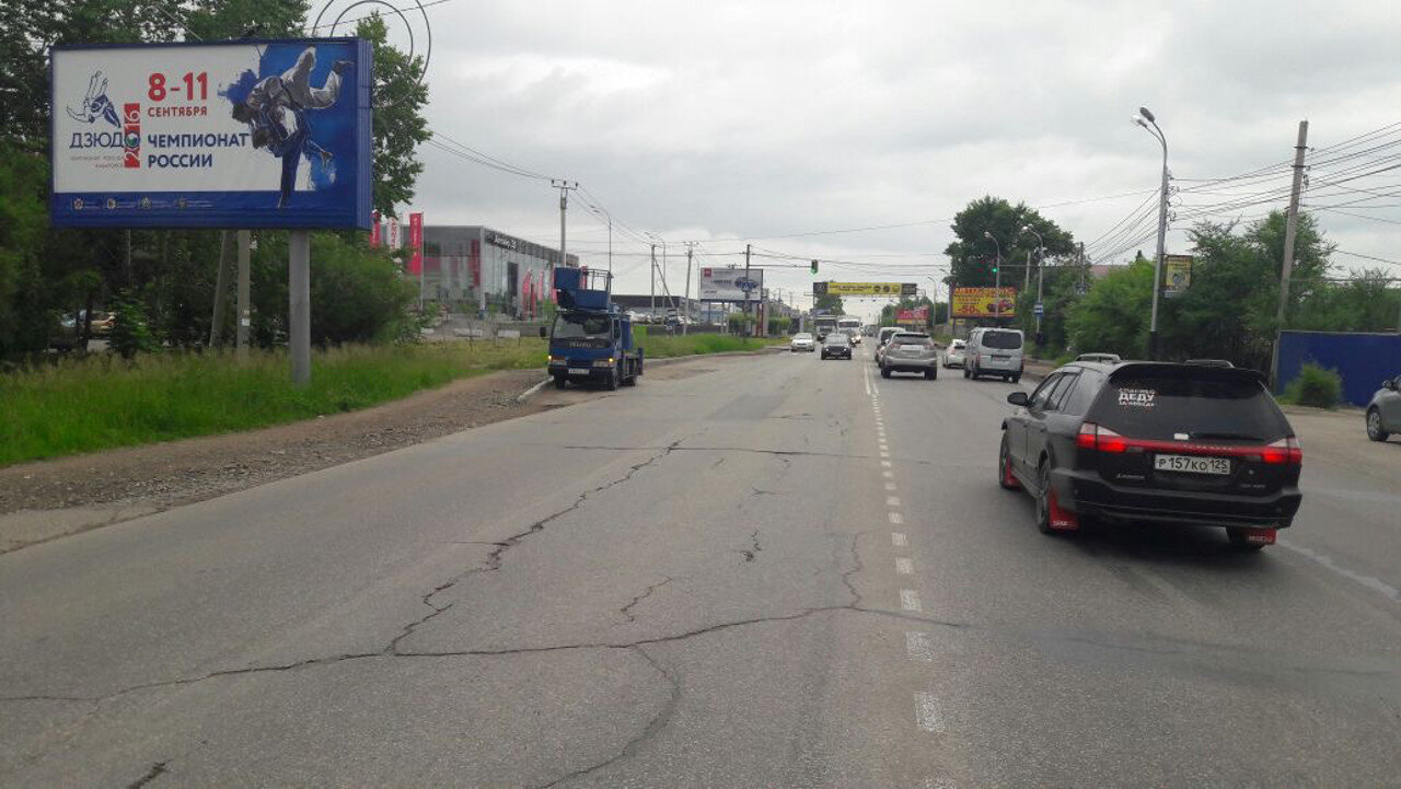 Фотография рекламного носителя, тип: Билборд 3x6, адрес: Воронежская ул. Х Станиславского ул., Хабаровск, Хабаровский край, Россия. Сторона Б №971304