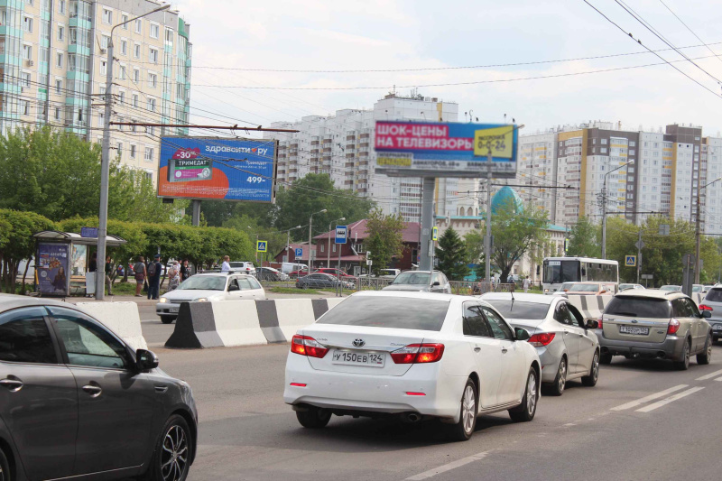 Фотография рекламного носителя, тип: Билборд 3x6, адрес: Металлургов пр-т., д.38, Красноярск, Красноярский край, Россия. Сторона Б1-Б3 №745791